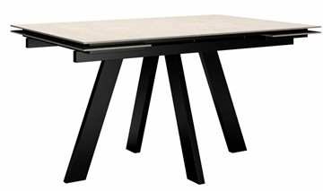 Раскладной стол раздвижной DikLine DM140 Хромикс белый/опоры черные в Махачкале