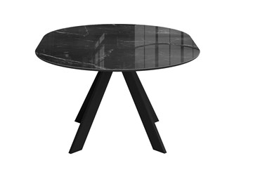 Стол из стекла раздвижной DikLine SFC110 d1100 стекло Оптивайт Черный мрамор/подстолье черное/опоры черные в Махачкале