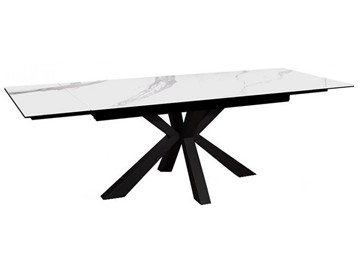 Стол раздвижной DikLine SFE140 Керамика Белый мрамор/подстолье черное/опоры черные (2 уп.) в Махачкале