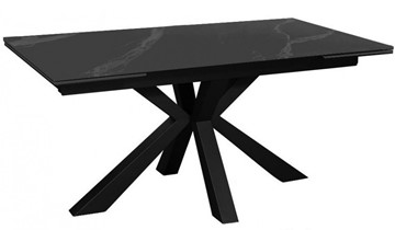 Керамический стол раздвижной DikLine SFE140 Керамика Черный мрамор/подстолье черное/опоры черные (2 уп.) в Махачкале