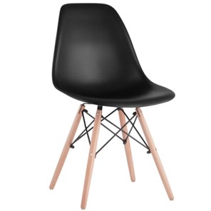 Комплект стульев 4 шт. BRABIX "Eames CF-010", пластик черный, опоры дерево/металл, 532631, 2033A в Махачкале
