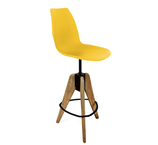 Барный стул SHT-ST29/S92 (желтый ral 1021/брашированный коричневый/черный муар) в Махачкале