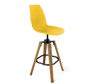 Барный стул SHT-ST29/S93 (желтый ral 1021/брашированный коричневый/черный муар) в Махачкале