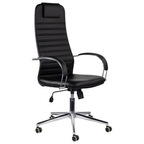 Кресло компьютерное Brabix Premium Pilot EX-610 CH (хром, кожзам, черное) 532418 в Махачкале