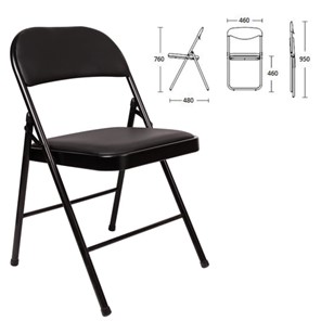 Офисный стул складной Brabix Golf Plus CF-003 Комфорт (черный каркас, кожзам черный) 531566 в Махачкале