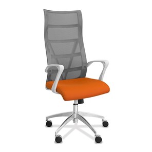 Офисное кресло Топ X белый каркас, сетка/ткань TW / серая/оранжевая в Махачкале