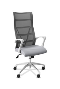 Кресло в офис Топ X белый каркас, сетка/ткань TW / серая/ серая в Махачкале