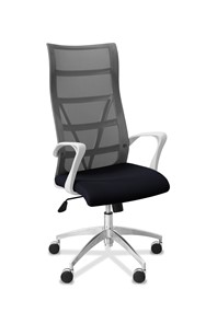 Кресло в офис Топ X белый каркас, сетка/ткань TW / серая/черная в Махачкале