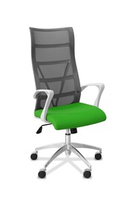 Офисное кресло Топ X белый каркас, сетка/ткань TW / серая/салатовая в Махачкале