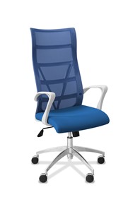 Кресло для руководителя Топ X белый каркас, сетка/ткань TW / синяя/голубая в Махачкале