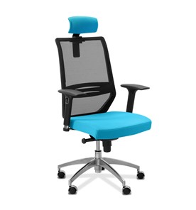 Офисное кресло Aero lux с подголовником, сетка/ткань TW / черная/голубая в Махачкале