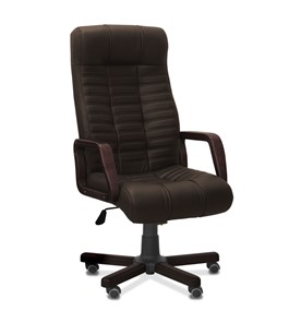 Кресло для руководителя Атлант W, экокожа премиум / тёмно-коричневая CN1113/ дерево - венге в Махачкале