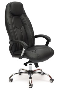 Компьютерное кресло BOSS Lux, кож/зам, черный/черный перфорированный, арт.9160 в Махачкале