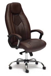 Кресло офисное BOSS Lux, кож/зам, коричневый/коричневый перфорированный, арт.9816 в Махачкале