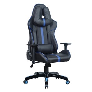 Кресло офисное BRABIX "GT Carbon GM-120", две подушки, экокожа, черное/синее, 531930 в Махачкале