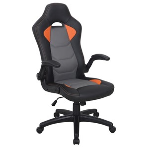 Кресло офисное BRABIX "Skill GM-005", откидные подлокотники, экокожа, черное/оранжевое, 532495 в Махачкале