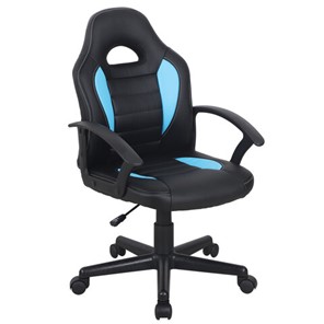 Кресло офисное BRABIX "Spark GM-201", экокожа, черное/голубое, 532505 в Махачкале