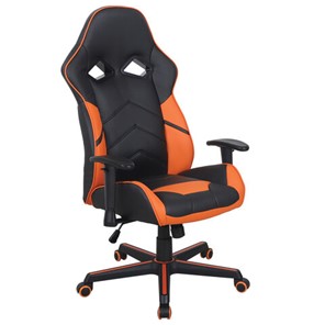 Кресло офисное BRABIX "Storm GM-006", регулируемые подлокотники, экокожа, черное/оранжевое, 532502 в Махачкале
