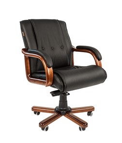 Компьютерное кресло CHAIRMAN 653M кожа черная в Махачкале