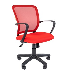 Кресло компьютерное CHAIRMAN 698 black TW-69, ткань, цвет красный в Махачкале