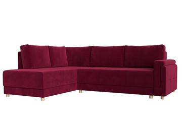 Угловой раскладной диван Лига-024, Бордовый (Микровельвет) в Махачкале