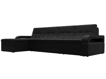 Угловой раскладной диван Лига-035 Лонг, Черный (Экокожа) в Махачкале