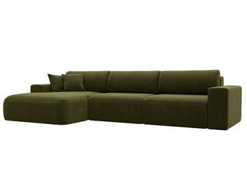 Угловой диван Лига-036 Классик лонг, Зеленый (Микровельвет) в Махачкале