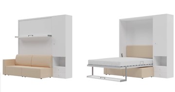 Подъемная кровать Кровать-трансформер Smart (КД 1400+ШП), шкаф правый, левый подлокотник в Махачкале
