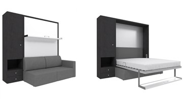 Подъемная кровать Кровать-трансформер Smart (ШЛ+КД 1400), шкаф левый, правый подлокотник в Махачкале