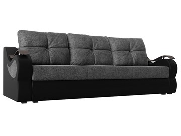 Прямой диван Меркурий еврокнижка, Серый/черный (рогожка/экокожа) в Махачкале