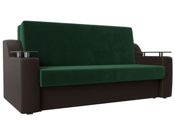 Прямой диван Сенатор Аккордеон 160, Зеленый\Коричневый (Велюр\Экокожа) в Махачкале