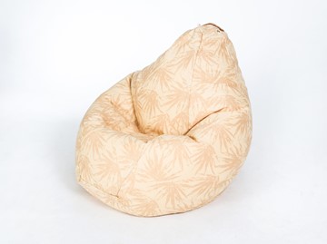 Кресло-мешок Груша малое, жаккард, бежевые листья в Махачкале