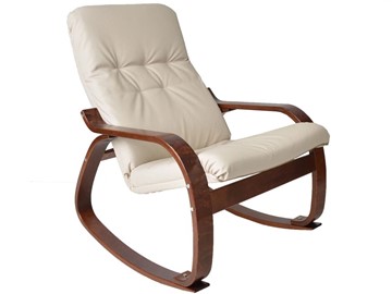 Мягкое кресло Сайма (экокожа бежевый, каркас вишня) в Махачкале