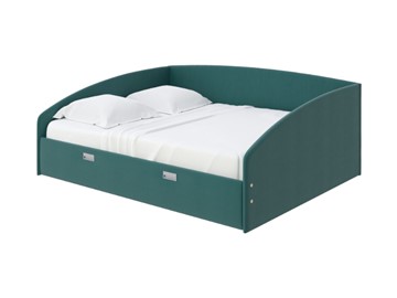 Двуспальная кровать Bono 160х200, Велюр (Forest 560 Морская волна) в Махачкале