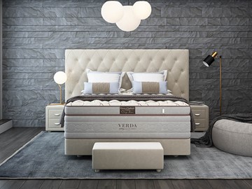 Кровать спальная Luxe/Podium M 160х200, Флок (Велсофт Бежевый) в Махачкале