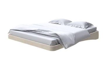 Кровать двуспальная парящая 160х200, Велюр (Ultra Песочный) в Махачкале