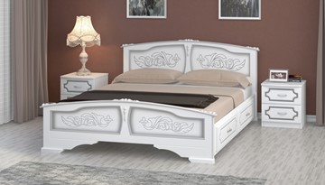 Кровать с выкатными ящиками Елена (Белый Жемчуг) 160х200 в Махачкале