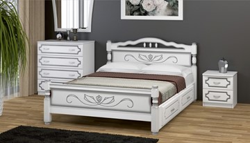 Кровать с выкатными ящиками Карина-5 (Белый Жемчуг) 160х200 в Махачкале