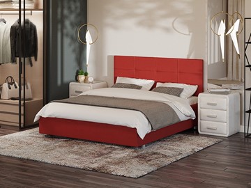 Кровать спальная Proson Neo 160х200, Велюр (Forest 13 Красный) в Махачкале