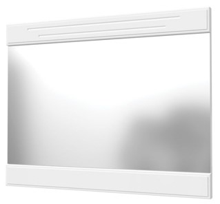 Зеркало навесное Олимп с декоративными планками (белый) в Махачкале
