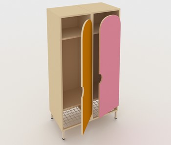 Детский 2-дверный шкаф ШГС2 Беж + Розовый+Оражневый в Махачкале