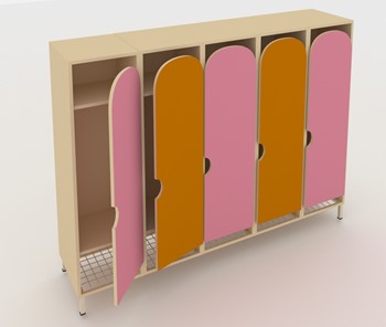 Шкаф детский ШГС5 Беж +Оранжевый + Розовый в Махачкале