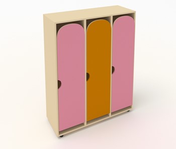 Детский распашной шкаф ШГ3 Беж+Розовый+Оранжевый в Махачкале