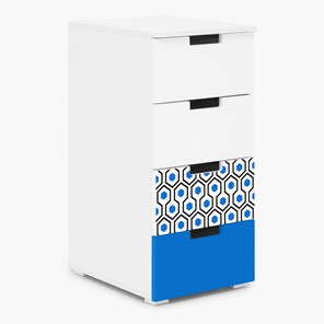 Тумба с ящиками Svogen 4 ящика, сине-белый/соты синие в Махачкале