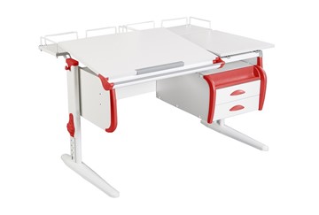 Детский стол-трансформер 1/75-40 (СУТ.25) + Tumba 3 + Polka_z 1/600 (2 шт.) белый/белый/красный в Махачкале