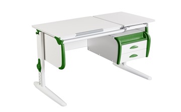 Детский стол-трансформер 1/75-40 (СУТ.25) + Tumba 3  белый/белый/Зеленый в Махачкале