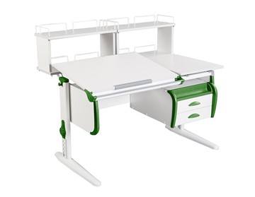 Детский стол-трансформер 1/75-40 (СУТ.25) + Polka_zz 1/600 (2 шт.) + Tumba 3  белый/белый/Зеленый в Махачкале