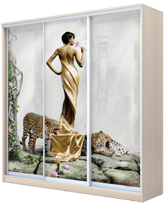 Шкаф 2400х2000х620, наполнение №1, Девушка с леопардом ХИТ 24-20-777-03 Дуб Млечный в Махачкале