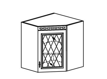 Шкаф на кухню Веста настенный угловой со вставкой из стекла 718*600*600 мм в Махачкале