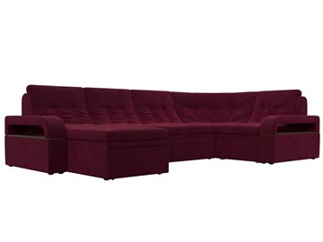 П-образный диван Лига-035, Бордовый (Микровельвет) в Махачкале